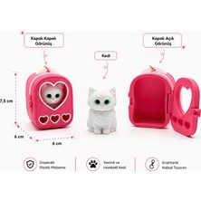 Taşıma Çantalı Kedi Figür Anahtarlık (Pembe)