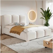 Hmz Zufle Modern Tasarım Metal Iskeletli Bej Tek Kişilik Karyola 120 x 200 cm
