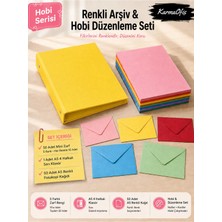 KarmaOfis Sarı A5 4 Halkalı Klasörlü Hobi Seti – 50 Mini Renkli Zarf ve 50 A5 Renkli Kağıt – 8 Renk Seçeneği