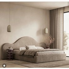 Hmz Mira Leke Tutmayan Kumaşlı Modern Tasarım Başlıklı Kahverengi Çift Kişilik Karyola 160 x 200 cm