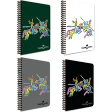 Knights Plastik Kapak Spiralli Defter 70 Gr. A4 80 Yp. Kareli – 4 Adet