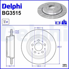 Fren Diski (Çiftli Paket) Arka Volvo S80 I (184) 2.9 1998-2008 Delphi Del BG3515