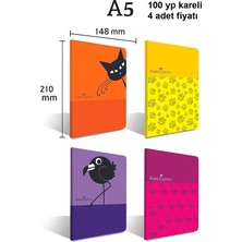 Pp Kapak Dikişli A5 Look Kareli Defter 4lü Set