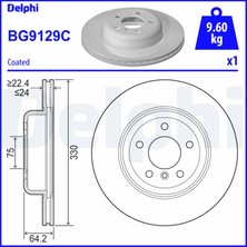 Fren Diski (Tekli Paket) Ön Bmw 5 (F10) 520 D / Touring (F11) 2009-2017 Delphi Del BG9129C