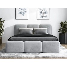 Hmz Arya Yumuşak Dokulu Modern Tasarım Başlıklı Gri Tek Kişilik Karyola 120 x 200 cm