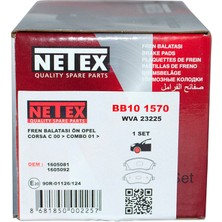 Disk Fren Balata Ön Opel Combo 1.3 Cdtı 16V / Tour 2001-2012 Netex Ntx BB10 1570
