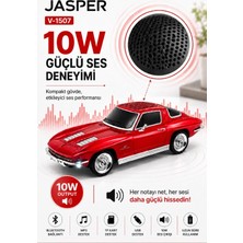 Jasper JPR-1507 Kırmızı 10W Bluetooth Hoparlörlü Retro Araba Tasarım – Fm Radyo, Usb, Tf Kart, Aux ve Mp3