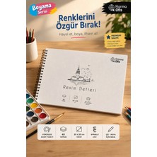 KarmaOfis 25X35 cm Spiralli Resim Defteri 40 Yaprak | Boyama ve Çizim Defteri | Yatay Kullanım