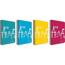 4 Adet A4 80 Yaprak Çizgili Defter