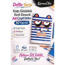 Kedi Desenli A4 Çizgili Defter 80 Yaprak 4'lü Set–kalp Gözlü,büyük Gözlü,pembe ve Siyah Kedi Tasarım. Sadece 1 adet defter fiyatidir.