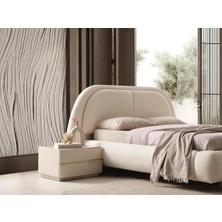 Hmz Hilton Oval Dolgulu Başlıklı Bej Tek Kişilik Karyola 120 x 200 cm