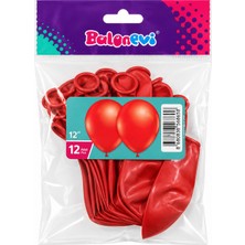 Balonevi 12 Inç Metalik Kırmızı Balon 12'li Paket