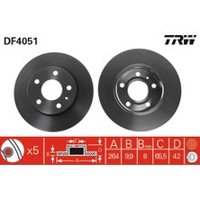 Fren Diski Arka Opel Astra H Station Wagon (A04) 1.7 Cdtı (L35) / (L48) 2004-2014 Trw DF4051