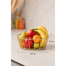 Edora Home Mat Gold Oval Meyve Sebze Sepeti Mutfak Organizer Çok Amaçlı Paslanmaz Metal