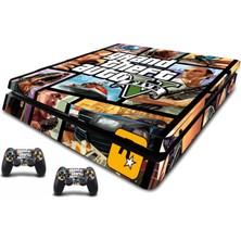 Stickermarket PS4 Slim GTA Sticker Seti Playstation 4 İçin Özel Tasarım Materyal