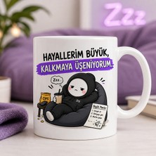 Ajans 313 AJANS313 Hayallerim Büyük Kalkmaya Üşeniyorum Esprili Tasarım Beyaz Kupa