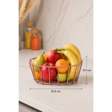 Edora Home Rose Oval Meyve Sebze Sepeti Mutfak Organizer Çok Amaçlı Paslanmaz Metal