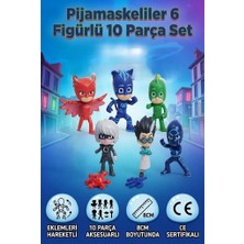 Farbu Oyuncak Pijamaskeliler 6 Figürlü 10 Parça Aksesuarlı Eklemleri Hareketli 8cm Oyuncak Figür Seti
