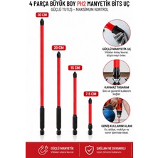 Depomega 4 Parça Büyük Boy Mıknatıslı Bits Uç Ph2 30 cm 20 cm 15 cm 7.5 cm