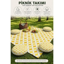 Rona Home Su Geçirmez Piknik Örtüsü ve Minder Takımı - 4 Kişilik Leke Tutmaz Bahçe Balkon Yer Minderi Piknik Seti