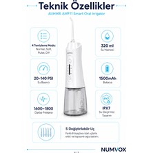 Auhma Şarjlı Ağız Duşu 320 ml – 4 Mod – 5 Başlık – 20-140 Psı – Ipx7 Su Geçirmez – Type-C Şarjlı