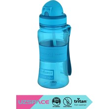 Uzspace 300ML Yeni Koleksiyon Renkler Pipetli El Askılı Silikon Gövdeli Tritan Su Matarası Sızdırmaz Bpa Yok Koku Yok