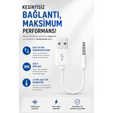 Coverzone Ipod Shuffle ile Uyumlu Ent - USB Şarj ve Veri Aktarım Kablosu, 3.5 mm Jack - USB A Senkronizasyon Kablosu, Şarj Data Bağlantı Kablosu Beyaz
