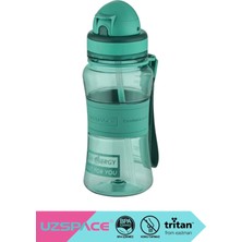 Uzspace 300ML Yeni Koleksiyon Renkler Pipetli El Askılı Silikon Gövdeli Tritan Su Matarası Sızdırmaz Bpa Yok Koku Yok
