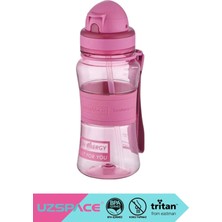 Uzspace 300ML Yeni Koleksiyon Renkler Pipetli El Askılı Silikon Gövdeli Tritan Su Matarası Sızdırmaz Bpa Yok Koku Yok