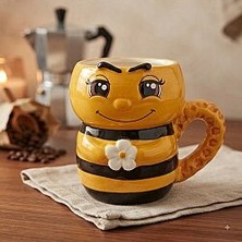 Palto Tasarım Arı Figürlü 3D Kupa - Eğlenceli Dekoratif Kahve ve Çay Bardağı