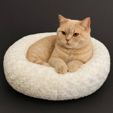 Kedi Simit Yatak Peluş Beyaz 55X55CM