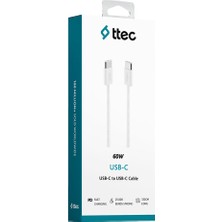 Ttec Usb-C - Usb-C 100CM 60W Pd Örgü Hızlı Şarj/data Kablosu Beyaz 2DK54B