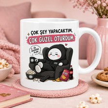 Ajans 313 AJANS313 Çok Şey Yapacaktım Çok Güzel Oturdum Eğlenceli Tasarım Beyaz Kupa