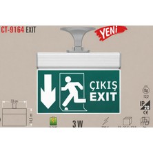 Cata CT-9164 3W Şarjlı Exıt Acil Çıkış Armatürü Aşağı Ok Yönlendirmeli 3 Saat