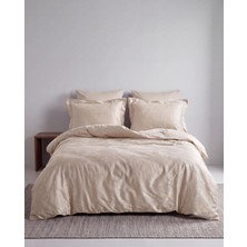 Cicim Home Hotten Krem %100 Pamuk Saten Çift Kişilik Nevresim Takımı 6 Parça Premium Kalite