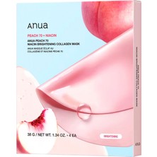 Anua Peach 70 Niacinamide Brightening Collagen Mask Cilt Tonu Eşitleyici 4'lü Hidrojel Yüz Maskesi 38 gr