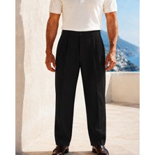 Danger Erkek Baggy Fit Pileli Kumaş Pantolon Siyah 0172DNGR