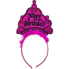 Happy Birthday Neon Fuşya Renk Doğum Günü Tacı 24X15 cm