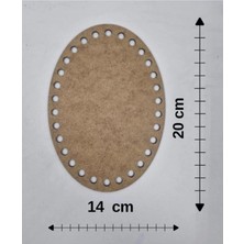 Mu Art Ahşap Ahşap 20X14 cm 1 Ad Oval Tepsi Örgü Plakası Supla Delikli Altlık Tığ Taban Işi Sepet Tabanı