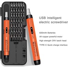 3.7V Şarjlı Mini Elektrikli Tornavida Seti 500MAH Type-C Manyetik Hassas Uçlu Vida Seti 38 Parça