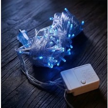 10M 100 LED Damla Uçlu Mavi Işık Şeffaf Kablo