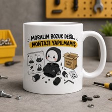 Ajans 313 AJANS313 Moralim Bozuk Değil Montajı Yapılmamış Esprili Tasarım Beyaz Kupa