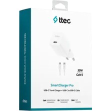 Ttec Smartcharger Gan 30W Pd Usb-C Seyahat Hızlı Şarj Aleti ve 120CM Usb-C Kablo 2SCG30CB - Lyon Tech