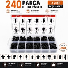 Caraks Klips Seti 240 Parça Araç Döşeme Kaporta Üniversal Klips Seti 240 Parça Döşeme ve Kaporta Klipsi