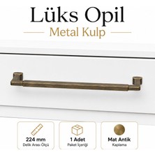 Badem10 Lüks Metal Opil Çekmece Kulp Mat Antik 224 mm 1 Adet Modern Dolap Mobilya Kapak Kulpu