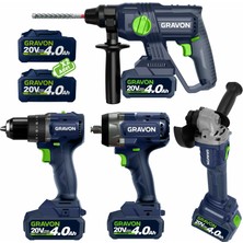 Usta Kalfa Tamir Atölye Yol Servis 4 Lü Gravon Set 4.0 Ah 20 V 2xakü Süper Güç