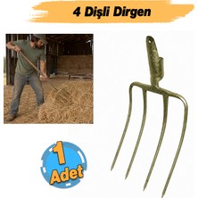 Badem10 (1 Adet) Sapsız Metal 4 Dişli Yaba Ot Saman Balya Taşıma Karıştırma Dirgen Harman Sapları Yayma Alet