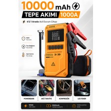 Enshall Akü Takviye Cihazı 10.000MAH Auhma Powerbank Özellikli Çantalı Akü Takviyeli Oto Hava Kompresör Gri