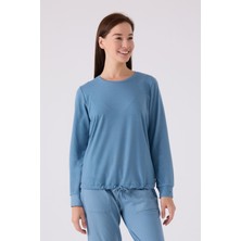 Pierre Cardin Kadın Mavi Uzun Kol Pijama Takım