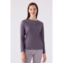 Pierre Cardin Kadın Gri Uzun Kol Pijama Takım